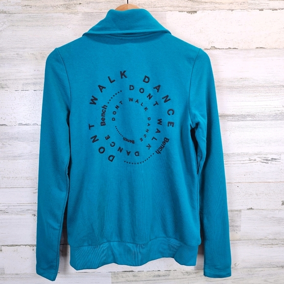 Bench Mikina Funnel Neck Zip Up Microfleece Small Teal Activewear Dancecore - Picture 4 of 15